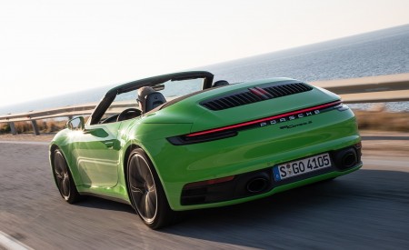 2020 Porsche 911 Carrera S Cabriolet (Color: Lizard Green) Rear Three-Quarter Wallpapers 450x275 (5)