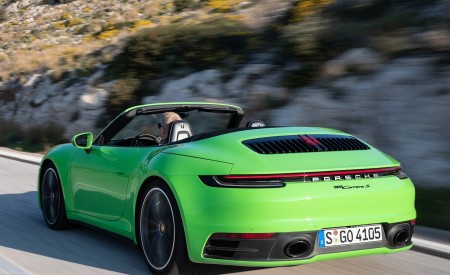2020 Porsche 911 Carrera S Cabriolet (Color: Lizard Green) Rear Three-Quarter Wallpapers 450x275 (13)