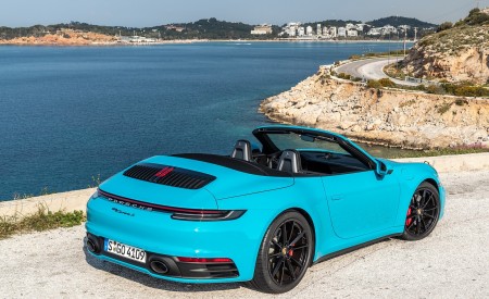 2020 Porsche 911 Carrera S Cabriolet (Color: Miami Blue) Rear Three-Quarter Wallpapers 450x275 (95)