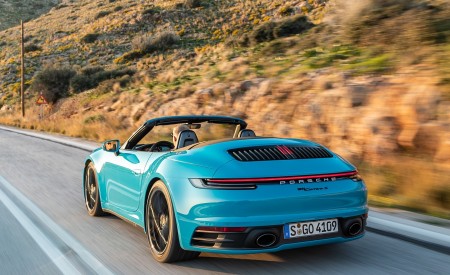 2020 Porsche 911 Carrera S Cabriolet (Color: Miami Blue) Rear Three-Quarter Wallpapers 450x275 (89)