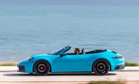 2020 Porsche 911 Carrera S Cabriolet (Color: Miami Blue) Side Wallpapers 450x275 (92)