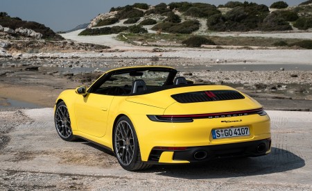 2020 Porsche 911 Carrera S Cabriolet (Color: Racing Yellow) Rear Three-Quarter Wallpapers 450x275 (156)