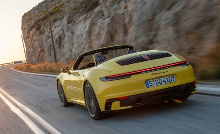 2020 Porsche 911 Carrera S Cabriolet (Color: Racing Yellow) Rear Three-Quarter Wallpapers 450x275 (135)