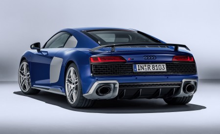 2019 Audi R8 (Color: Ascari Blue Metallic) Rear Three-Quarter Wallpapers 450x275 (40)