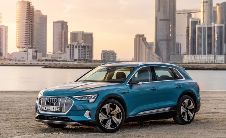 2019 Audi e-tron (Color: Antigua Blue) Front Three-Quarter Wallpapers 450x275 (87)