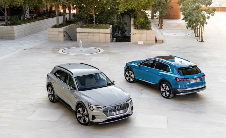 2019 Audi e-tron (Color: Siam Beige) and Audi e-tron (Color: Antigua Blue) Front Wallpapers 450x275 (194)