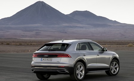 2019 Audi Q8 (Color: Floret Silver) Rear Three-Quarter Wallpapers 450x275 (234)