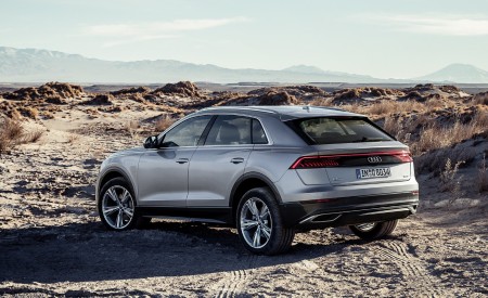 2019 Audi Q8 (Color: Floret Silver) Rear Three-Quarter Wallpapers 450x275 (227)