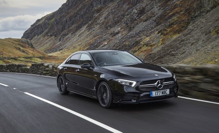 2020 Mercedes-AMG A 35 Sedan (UK-Spec) Front Three-Quarter Wallpapers 450x275 (4)