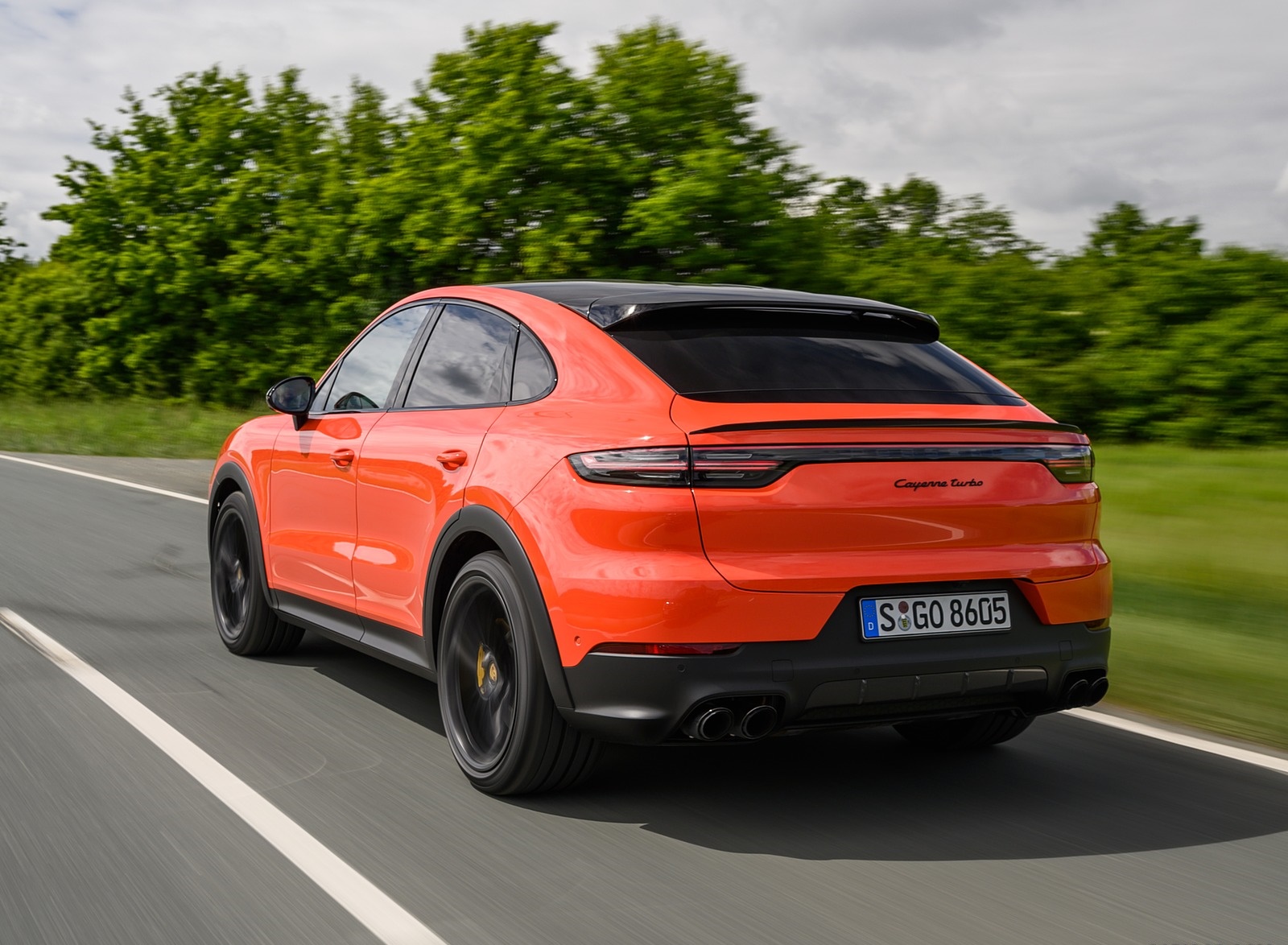 2020 Porsche Cayenne Turbo Coupe (Color: Lava Orange) Rear Three-Quarter Wallpapers (9)