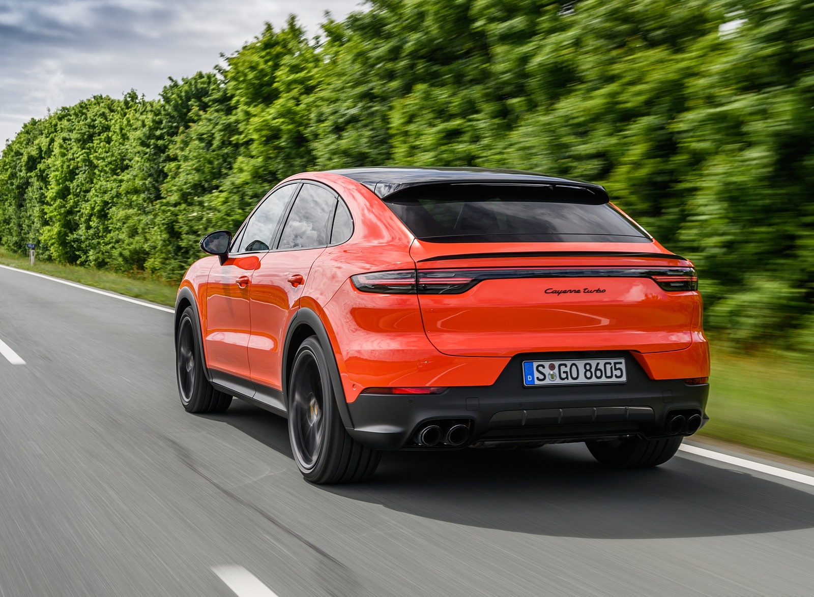 2020 Porsche Cayenne Turbo Coupe (Color: Lava Orange) Rear Three-Quarter Wallpapers (10)