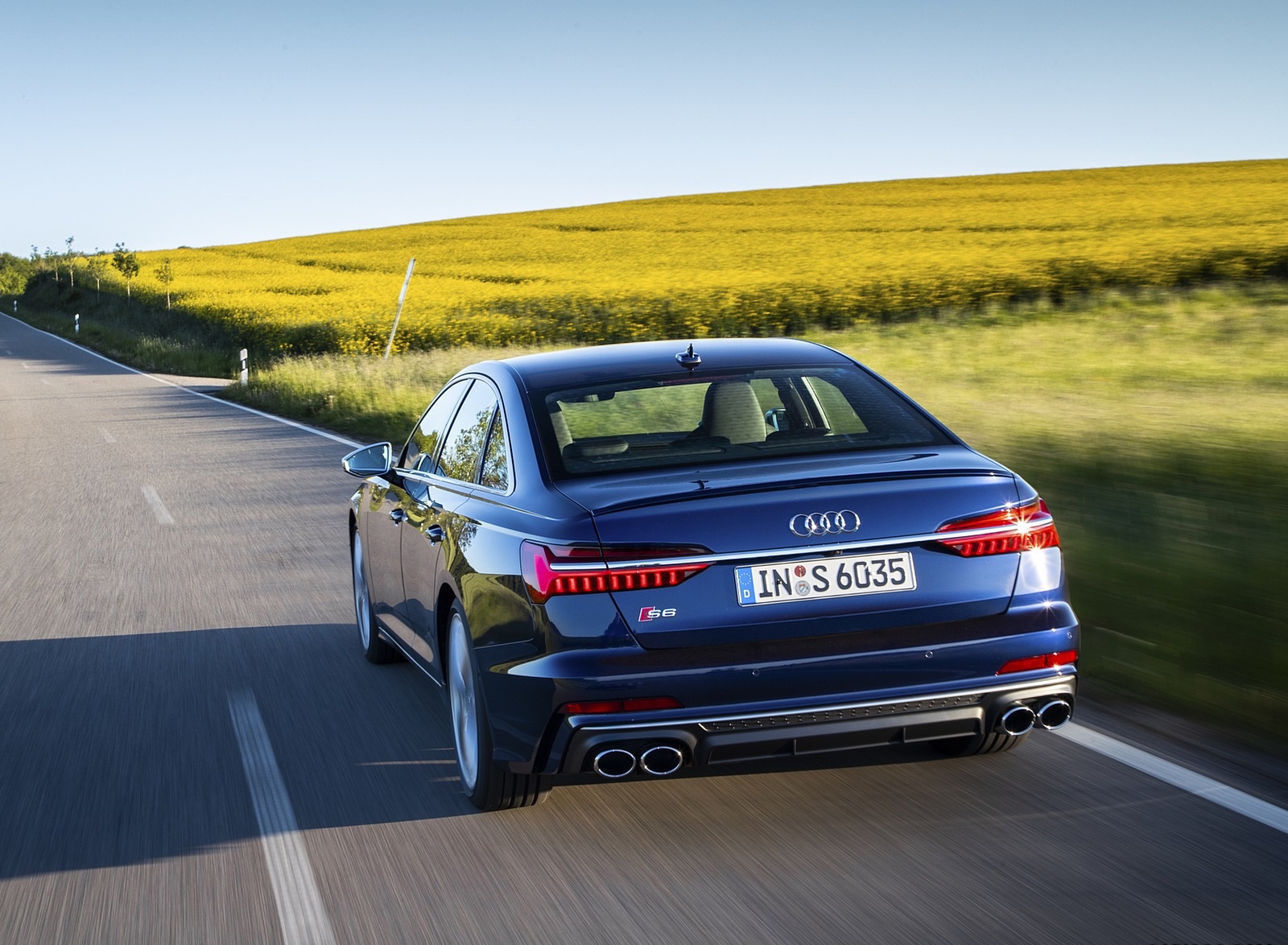 2020 Audi S6 Sedan TDI (Color: Navarra Blue) Rear Wallpapers (10)