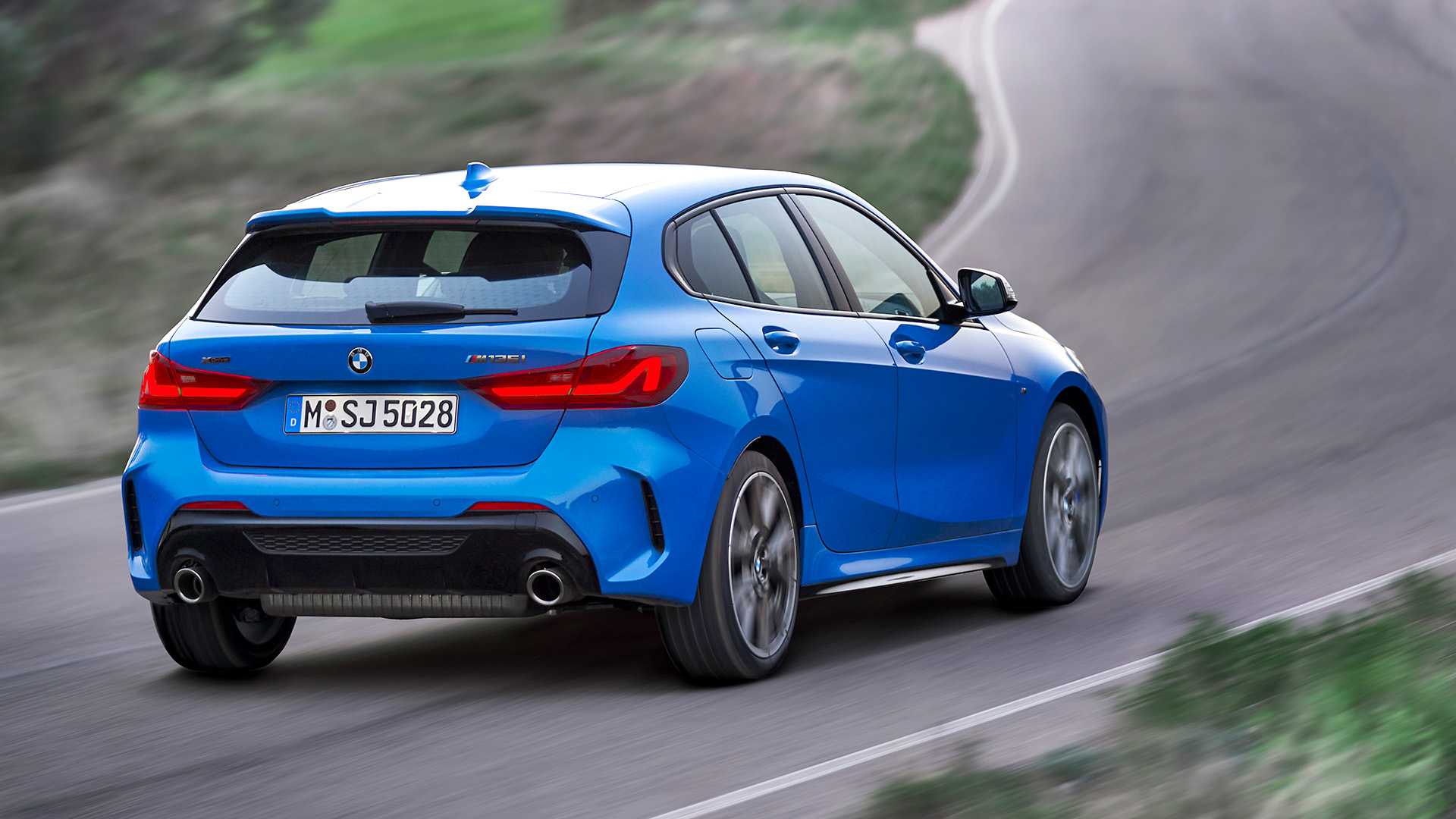 2020 BMW M135i xDrive (Color: Misano Blue Metallic) Rear Three-Quarter Wallpapers (6)