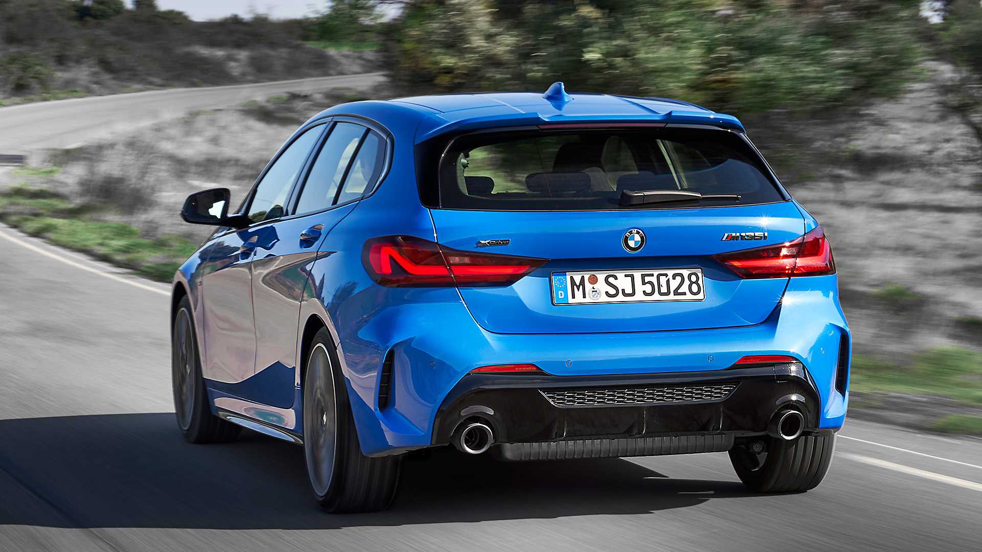 2020 BMW M135i xDrive (Color: Misano Blue Metallic) Rear Wallpapers (8)