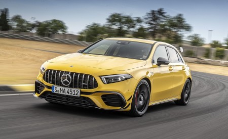 2020 Mercedes-AMG A 45 S 4MATIC+ (Color: Sun Yellow) Front Three-Quarter Wallpapers 450x275 (4)