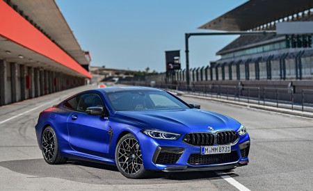 2020 BMW M8 Competition Coupe (Color: Frozen Marina Bay Blue) Front Three-Quarter Wallpapers 450x275 (172)