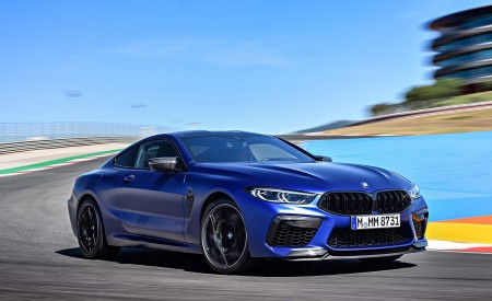 2020 BMW M8 Competition Coupe (Color: Frozen Marina Bay Blue) Front Three-Quarter Wallpapers 450x275 (112)
