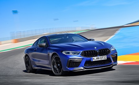 2020 BMW M8 Competition Coupe (Color: Frozen Marina Bay Blue) Front Three-Quarter Wallpapers 450x275 (113)