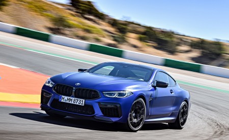 2020 BMW M8 Competition Coupe (Color: Frozen Marina Bay Blue) Front Three-Quarter Wallpapers 450x275 (150)