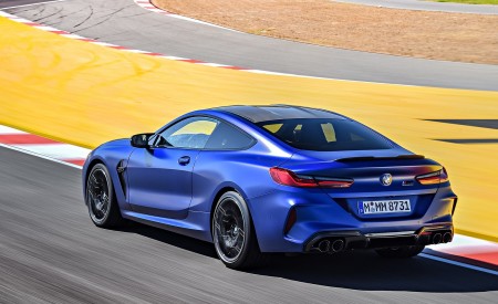 2020 BMW M8 Competition Coupe (Color: Frozen Marina Bay Blue) Rear Three-Quarter Wallpapers 450x275 (152)