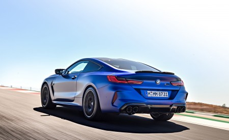 2020 BMW M8 Competition Coupe (Color: Frozen Marina Bay Blue) Rear Three-Quarter Wallpapers 450x275 (143)