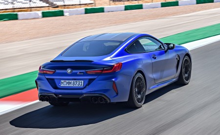 2020 BMW M8 Competition Coupe (Color: Frozen Marina Bay Blue) Rear Three-Quarter Wallpapers 450x275 (156)
