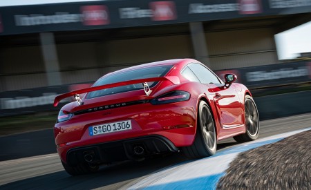 2020 Porsche 718 Cayman GT4 (Color: Guards Red) Rear Wallpapers 450x275 (8)