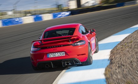 2020 Porsche 718 Cayman GT4 (Color: Guards Red) Rear Wallpapers 450x275 (9)