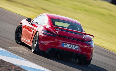 2020 Porsche 718 Cayman GT4 (Color: Guards Red) Rear Wallpapers 450x275 (11)