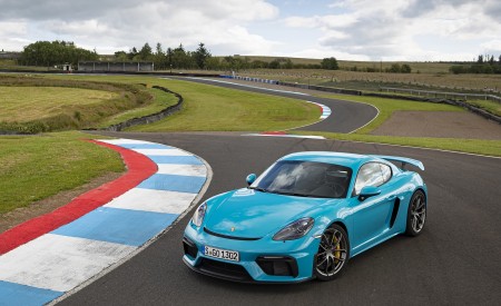 2020 Porsche 718 Cayman GT4 (Color: Miami Blue) Front Three-Quarter Wallpapers 450x275 (105)