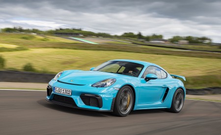 2020 Porsche 718 Cayman GT4 (Color: Miami Blue) Front Three-Quarter Wallpapers 450x275 (93)