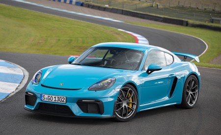 2020 Porsche 718 Cayman GT4 (Color: Miami Blue) Front Three-Quarter Wallpapers 450x275 (107)