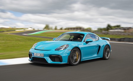 2020 Porsche 718 Cayman GT4 (Color: Miami Blue) Front Three-Quarter Wallpapers 450x275 (97)