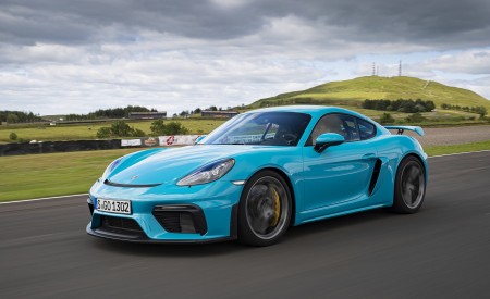 2020 Porsche 718 Cayman GT4 (Color: Miami Blue) Front Three-Quarter Wallpapers 450x275 (99)