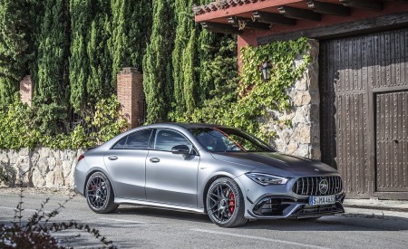 2020 Mercedes-AMG CLA 45 (Color: Designo Mountain Gray Magno) Front Three-Quarter Wallpapers 450x275 (40)