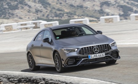 2020 Mercedes-AMG CLA 45 (Color: Designo Mountain Gray Magno) Front Three-Quarter Wallpapers 450x275 (29)