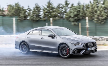 2020 Mercedes-AMG CLA 45 (Color: Designo Mountain Gray Magno) Front Three-Quarter Wallpapers 450x275 (20)