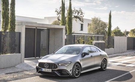 2020 Mercedes-AMG CLA 45 (Color: Designo Mountain Gray Magno) Front Three-Quarter Wallpapers 450x275 (31)