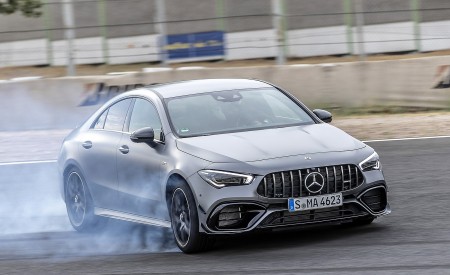 2020 Mercedes-AMG CLA 45 (Color: Designo Mountain Gray Magno) Front Three-Quarter Wallpapers 450x275 (23)