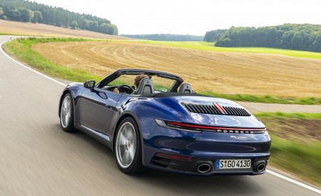 2020 Porsche 911 Carrera Cabriolet (Color: Gentian Blue Metallic) Rear Three-Quarter Wallpapers 450x275 (5)