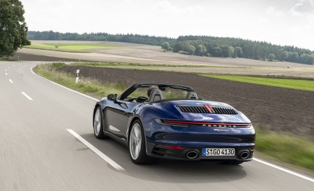 2020 Porsche 911 Carrera Cabriolet (Color: Gentian Blue Metallic) Rear Three-Quarter Wallpapers 450x275 (6)