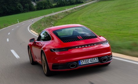 2020 Porsche 911 Carrera Coupe (Color: Guards Red) Rear Three-Quarter Wallpapers 450x275 (21)