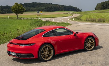 2020 Porsche 911 Carrera Coupe (Color: Guards Red) Rear Three-Quarter Wallpapers 450x275 (46)