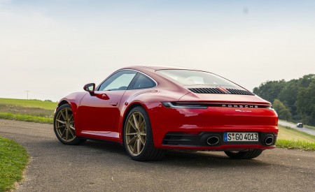 2020 Porsche 911 Carrera Coupe (Color: Guards Red) Rear Three-Quarter Wallpapers 450x275 (33)