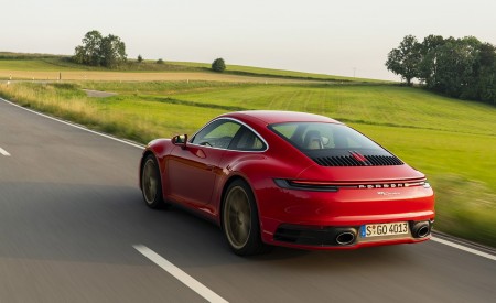 2020 Porsche 911 Carrera Coupe (Color: Guards Red) Rear Three-Quarter Wallpapers 450x275 (12)