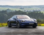 2020 Porsche Taycan Turbo S (Color: Night Blue Metallic) Front Three-Quarter Wallpapers 150x120