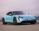 2020 Porsche Taycan 4S (Color: Frozen Blue Metallic) Front Three-Quarter Wallpapers 150x120