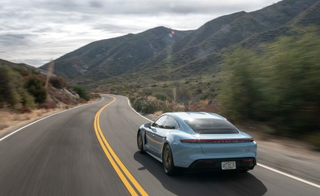 2020 Porsche Taycan 4S (Color: Frozen Blue Metallic) Rear Wallpapers 450x275 (60)