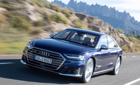 2020 Audi S8 (Color: Navarra Blue) Front Three-Quarter Wallpapers 450x275 (109)