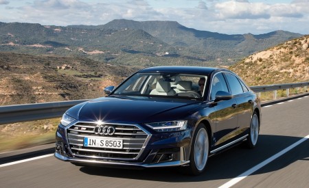 2020 Audi S8 (Color: Navarra Blue) Front Three-Quarter Wallpapers 450x275 (121)